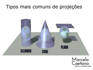 Tipos mais comuns de projeções
 