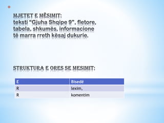 *

E

Bisedë

R

lexim,

R

komentim

 