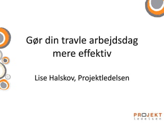 Gør din travle arbejdsdag
      mere effektiv

 Lise Halskov, Projektledelsen
 