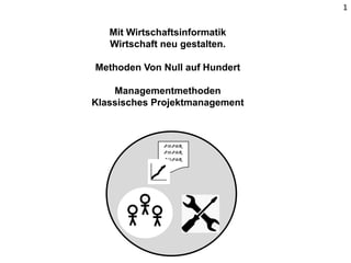 1
Mit Wirtschaftsinformatik
Wirtschaft neu gestalten.
Methoden Von Null auf Hundert
Managementmethoden
Klassisches Projekt...