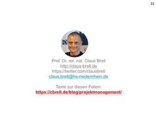 31
Prof. Dr. rer. nat. Claus Brell
http://claus-brell.de
https://twitter.com/clausbrell
claus.brell@hs-niederrrhein.de
Tex...