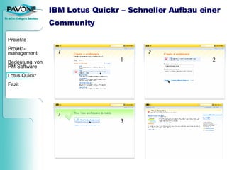IBM Lotus Quickr – Schneller Aufbau einer Community 1 2 3 1 3 2 