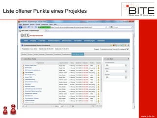 Liste offener Punkte eines Projektes
www.b-ite.de