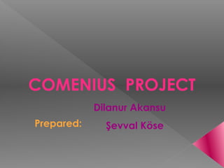 COMENIUS PROJECT
Prepared:
Dilanur Akansu
Şevval Köse
 