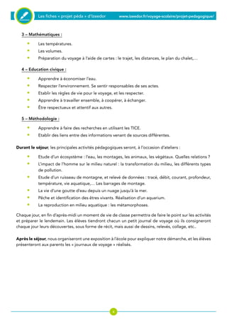 Dossier Pedagogique Pour Une Classe Decouverte Sur L Eau En Cp Et Ce1