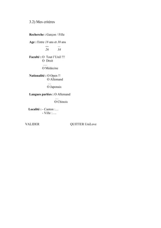 Projet SI UniLove - Schéma