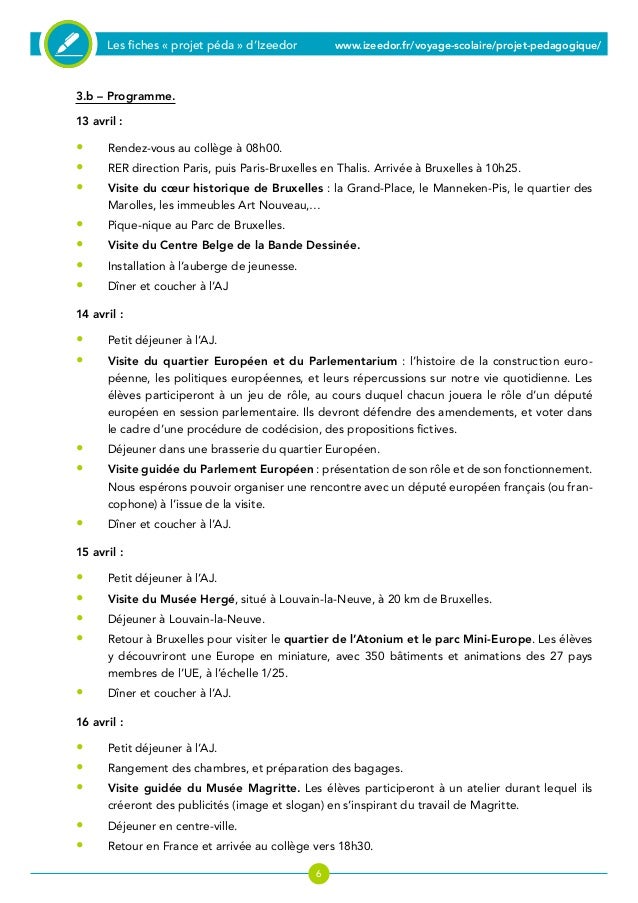 Fiche De Preparation Pour Un Voyage Scolaire Sur L Europe A Bruxelles