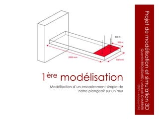 Projet de modélisation et simulation 3D
              Quentin BROUSSARD / Mickaël CHARRIER
                                              ESILV – Abaqus CAE
                                                              notre plongeoir sur un mur
                                              Modélisation d’un encastrement simple de
                          1ère modélisation
 
