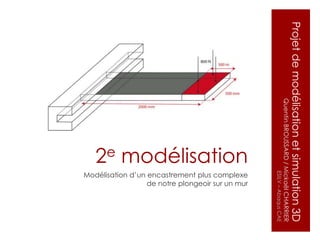 Projet de modélisation et simulation 3D
              Quentin BROUSSARD / Mickaël CHARRIER
                                            ESILV – Abaqus CAE
                                                              de notre plongeoir sur un mur
                                            Modélisation d’un encastrement plus complexe
                          2e modélisation
 