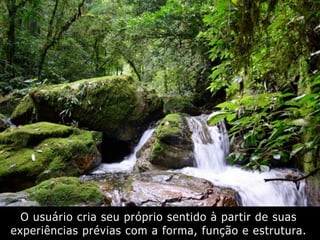 O usuário cria seu próprio sentido à partir de suas
experiências prévias com a forma, função e estrutura.
 