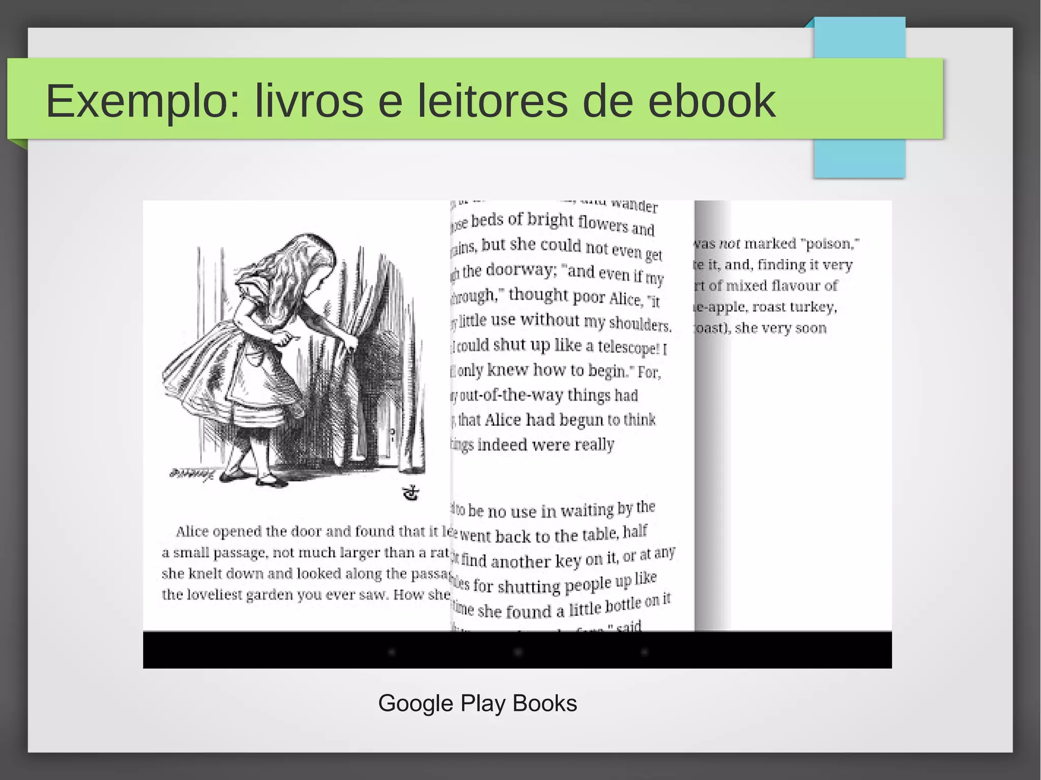 Exemplo: livros e leitores de ebook
Google Play Books
 
