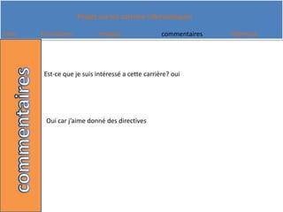 Est-ce que je suis intéressé a cette carrière? oui Oui car j’aime donné des directives