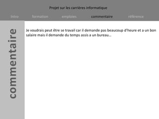 Je voudrais peut être se travail car il demande pas beaucoup d’heure et a un bon salaire mais il demande du temps assis a un bureau…
