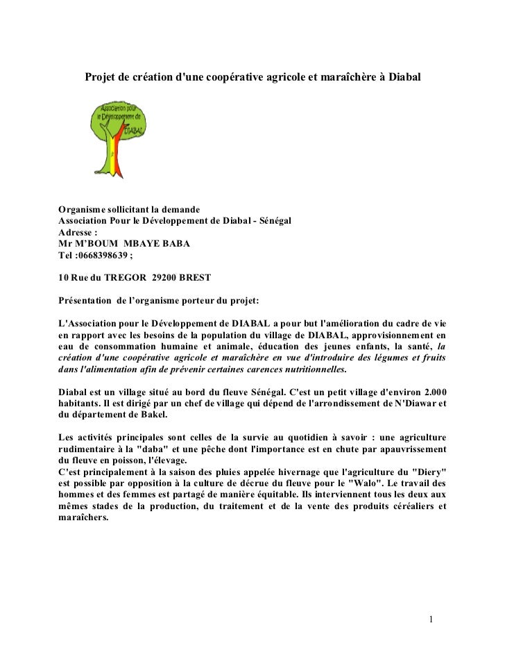 Projet création cooperative agricole