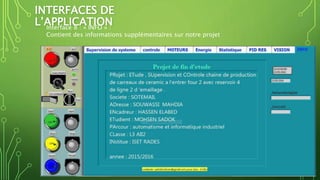 INTERFACES DE
L’APPLICATIONInterface 8 : « INFO » :
Contient des informations supplémentaires sur notre projet
 