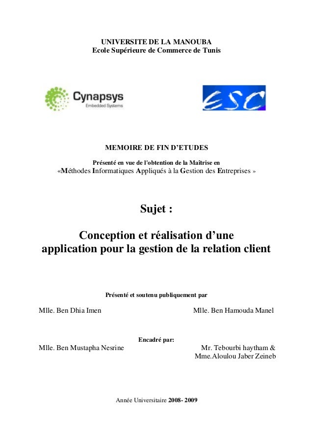 Exemple De Memoire De Fin D Etude En Informatique Pdf