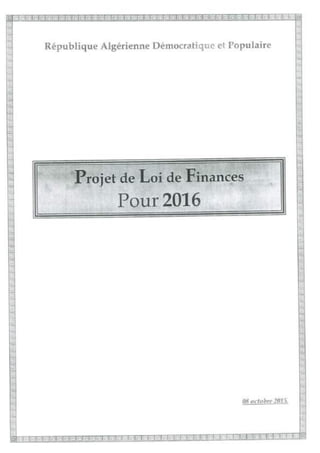 Projet de loi de finances pour 2016 -ALGÉRIE-