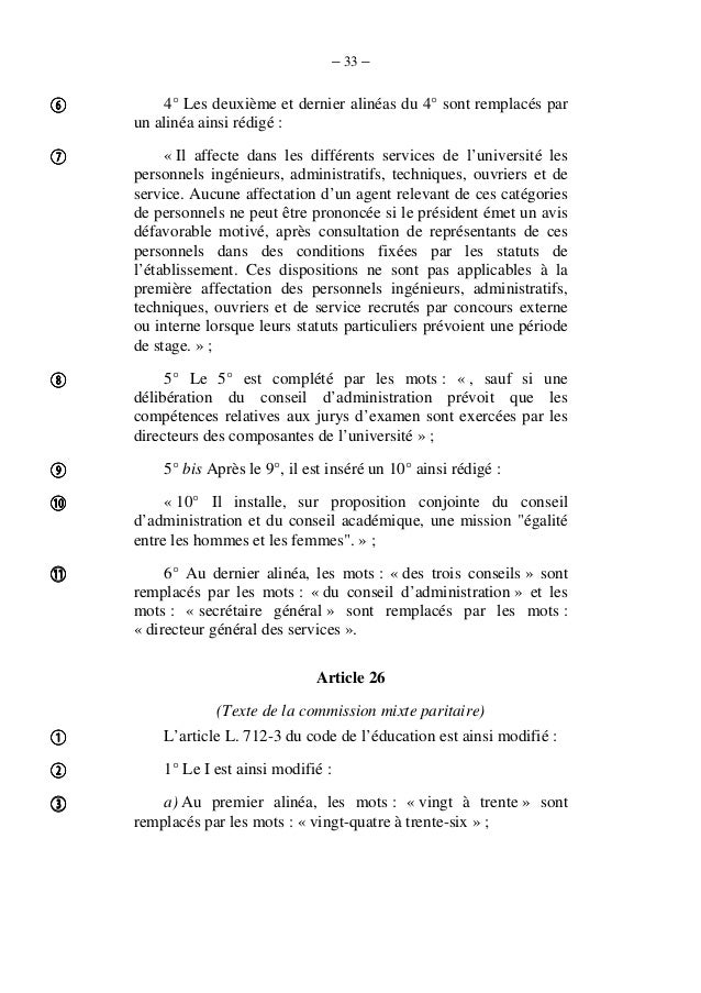 Projet de loi Enseignement Supérieur et Recherche en Commission Mixte…