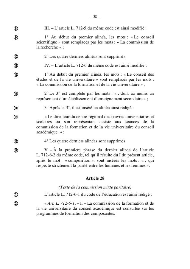 Projet de loi Enseignement Supérieur et Recherche en Commission Mixte…