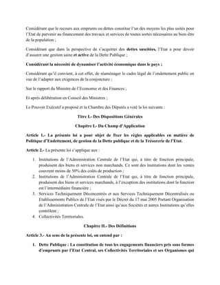 Projet de loi portant sur la dette publique | PDF