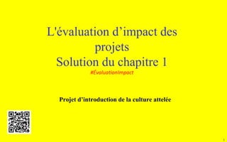 1
L'évaluation d’impact des
projets
Solution du chapitre 1
#ÉvaluationImpact
Projet d’introduction de la culture attelée
 