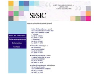 Projet Formations Sfsic