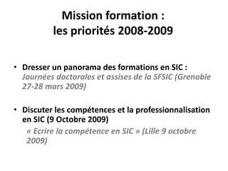 Projet Formations Sfsic