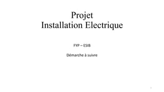 Projet
Installation Electrique
FYP – ESIB
Démarche à suivre
1
 