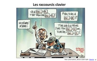 Les raccourcis clavier
Avec autorisation, dessin Julien Solé : Source 61
 