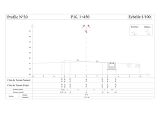 CL
-6 -4 -2-8-10 0 6 8 1042
Distance partiel
Surface
Remblais
33
91.32
91.29
1 1
-3 0-4
0.52
+3 +4 +5.5
91.56
91.61
P.K. 1+450 Echelle:1/100
91.2891.28
1.5
-4.52
90
91
92
93
94
95
96
-5%
-5%
97
91.4191.41
91.27
91.23
91.27
91.21
91.2191.21
89
1.5H
1V
1H
2V
Remblais
 