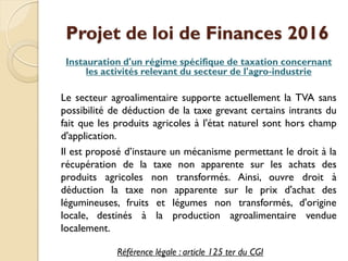 Projet loi de finances 2016