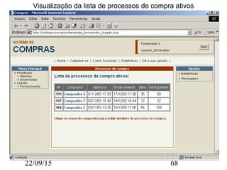 22/09/15 68
Visualização da lista de processos de compra ativos
 