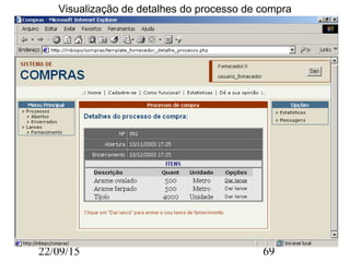 22/09/15 69
Visualização de detalhes do processo de compra
 