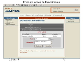 22/09/15 70
Envio de lances de fornecimento
 