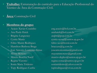Projeto Curricular ConstruçãO Civil