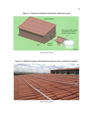 43
Figura 13 – Esquema da instalação experimental: módulo para estudo
Fonte: O autor (2013)
Figura 14 – Detalhe do sistema de distribuição dos aspersores sobre a superfície de captação
Fonte: O autor (2013)
 