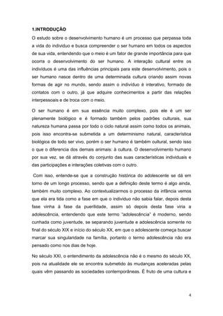 Projeto desenvolvimento humano e do adolescente. PDF