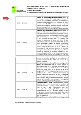 17
7. Equipamento para combate a incêndio
 