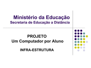Ministério da Educação Secretaria de Educação a Distância PROJETO Um Computador por Aluno INFRA-ESTRUTURA 