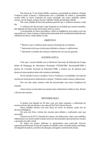 Projeto ViolêNcia Contra CçAs E Adolescentes 3º Ano