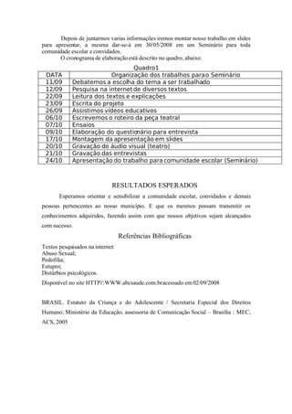 Projeto ViolêNcia Contra CçAs E Adolescentes 3º Ano