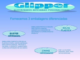 BLISTER   ARTESANAL   Fornecemos 3 embalagens diferenciadas EMBALAGEM COMPOSTA POR BOLHA   PLASTICA E PAPEL CARTÃO IMPRESSO, SEM CONTATO MANUAL, PROTEGE E VALORIZA  O PRODUTO, AUMENTANDO A ÁREA DE EXPOSIÇÃO DE SUA MARCA BOLHA PLASTICA EMBALAGEM PRÁTICA E SEGURA SEM CONTATO MANUAL, GARANTE AS CONDIÇÕES DE SEGURANÇA E DURABILIDADE DO PRODUTO  CAIXAS ARTESANAIS COM 1,2,3 OU MAIS UNIDADES, IDEAL PARA  DATAS ESPECIAIS 