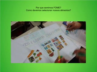 Por que sentimos FOME?
Como devemos selecionar nossos alimentos?
 