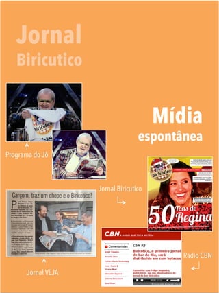 Mídia
espontânea
Jornal
Biricutico
Programa do Jô
Jornal VEJA
Rádio CBN
Jornal Biricutico
 