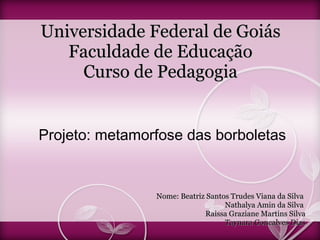 Universidade Federal de Goiás Faculdade de Educação Curso de Pedagogia ,[object Object],[object Object],[object Object],[object Object],[object Object]