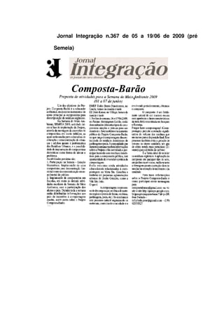   Jornal   Integração   n.367   de   05   a   19/06   de   2009   (pré 
Semeia)
 
