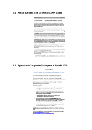 9.5 Artigo publicado no Boletim da AMA­Guará
9.6 Agenda do Composta­Barão para a Semeia 2009
 