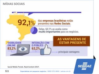 S11
MÍDIAS SOCIAIS
Social Media Trends. Rock Content 2017.
 