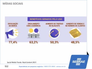 S12
MÍDIAS SOCIAIS
Social Media Trends. Rock Content 2017.
 