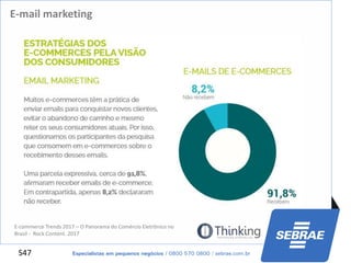S47
E-mail marketing
E-commerce Trends 2017 – O Panorama do Comércio Eletrônico no
Brasil - Rock Content. 2017
 
